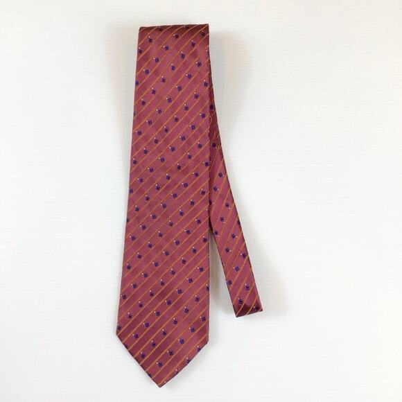 VALENTINO Red & Blue Geometric Print Men's Silk Tie - Picture 5 of 6